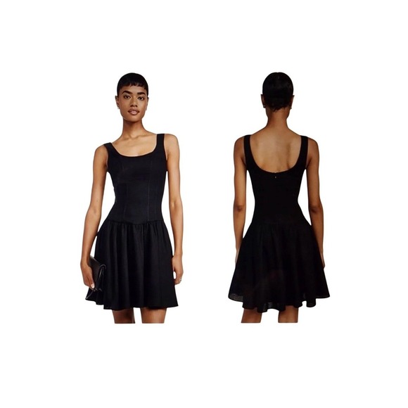 Wayf Dresses & Skirts - Wayf Black Linen Mini Dress Esmeralda A-Line Scoop Neck Sleeveless‎ Party NWT Lg
